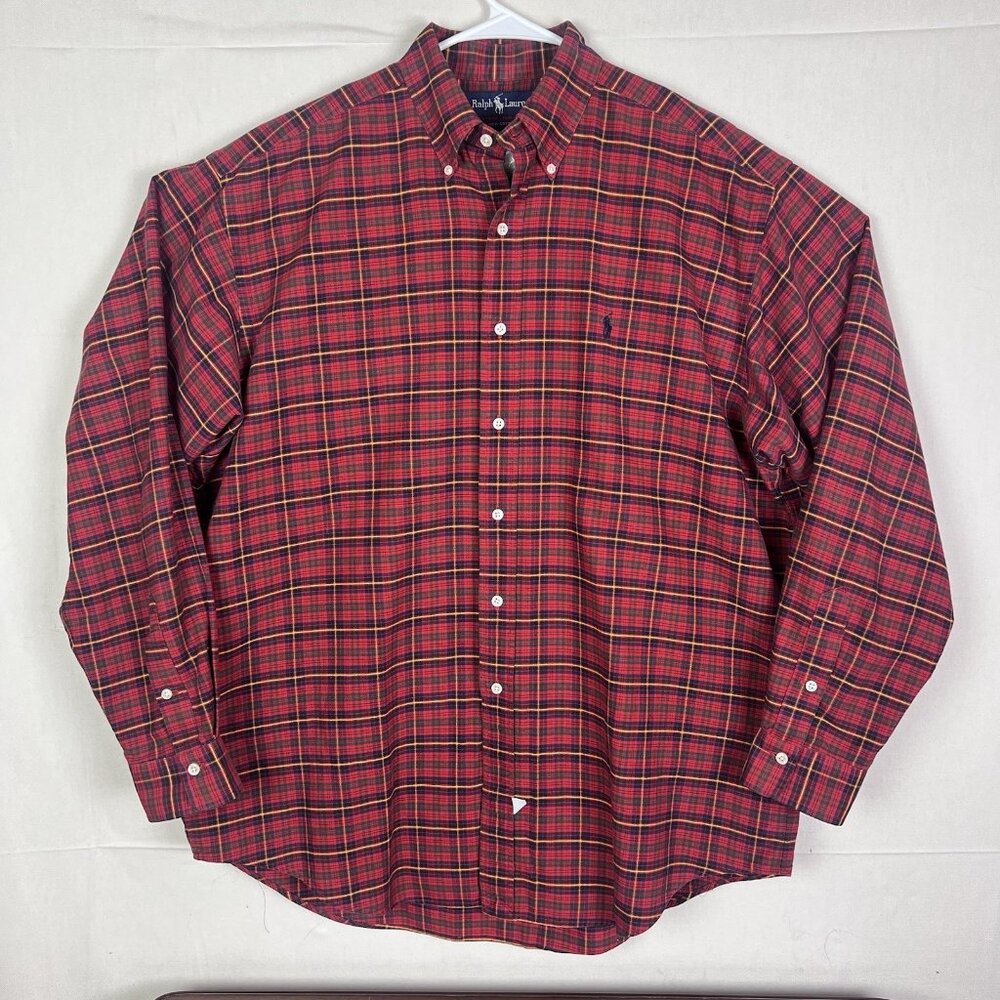 Ralph‎ Lauren Men's Button Down Shirt Large Red/Blue/Green Plaid Long Sleeve